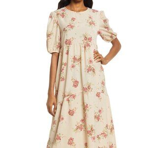 En Saison Floral Midi Dress NEW Size Small, Color Natural
